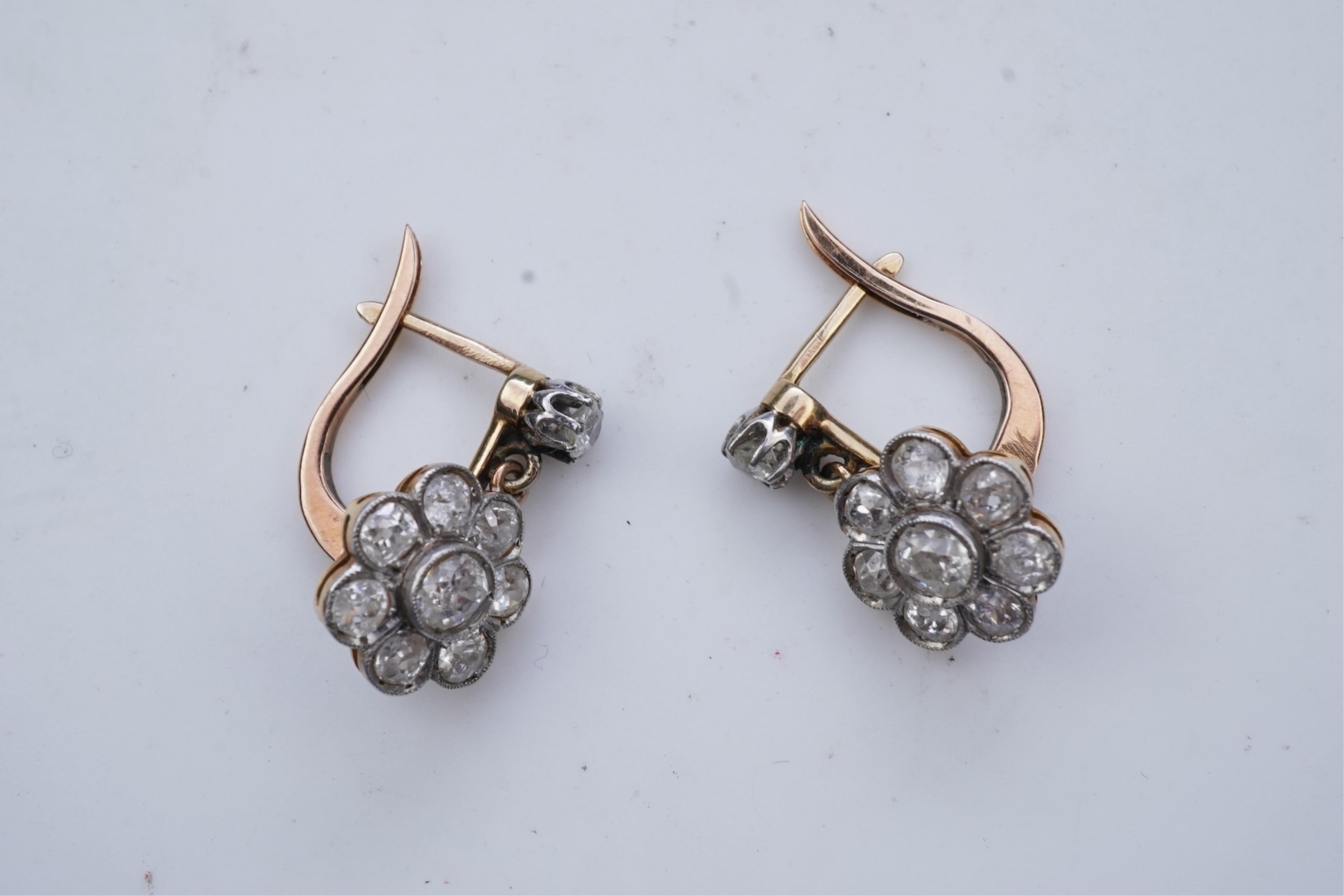 A pair of Edwardian diamond earrings, early 20th century